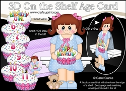 3D On the Shelf Card Kit - Little Girl Gina is the Birthday Girl with ages 6 - 11 age Birthday Cake Decoupage