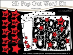 3D Happy Birthday UNCLE Stars with Ages 30 to 100 Pop Out Word Card