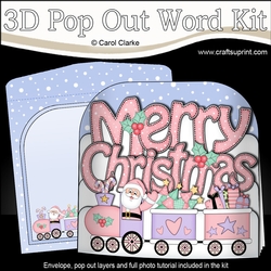 3D Pop Out Christmas Word Card Kit - MERRY CHRISTMAS Santa Train