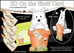 3D On the Shelf Card Kit - Flower Pot Friends Little Westie Dog Jock
