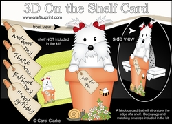 3D On the Shelf Card Kit - Flower Pot Friends Little Westie Dog Jess