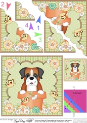 Flower Pot Friends Cute Little Boxer Dog Scalloped Corner Stacker