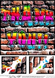 8 x 8 Graffiti THANK YOU Scalloped corner Topper