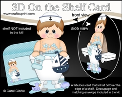 3D On the Shelf Card Kit - Bathtub Buddies - Cute Little Boy Finnegan has a Bubble Bath