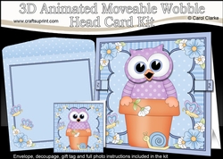 3D Animated Moveable Wobble Head Card Kit - Flower Pot Friends Little Hoot Owl