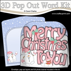 3D Pop Out Christmas Word Card Kit - MERRY CHRISTMAS TO YOU Snowball Sam