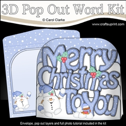 3D Pop Out Christmas Word Card Kit - MERRY CHRISTMAS TO YOU  Snowball Sam
