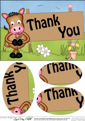 A5 GiGi Horse THANK YOU Oval Pyramage Topper