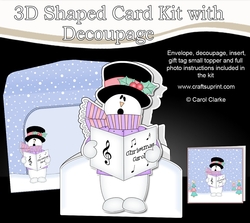 3D Shaped Christmas Card Kit - Snowman Rio is Carol singing