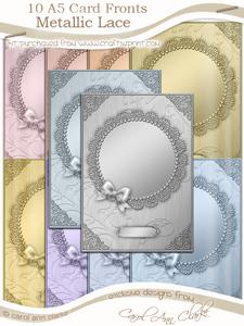 A5 Metallic Lace and Bow Card Fronts Kit