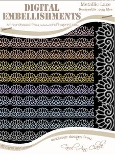 Pretty Metallic Lace Borders Digital Embellishments