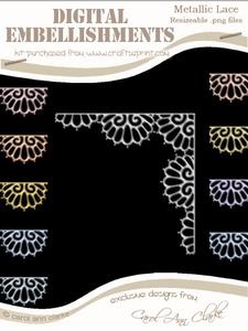 Pretty Metallic Lace Corners Digital Embellishments