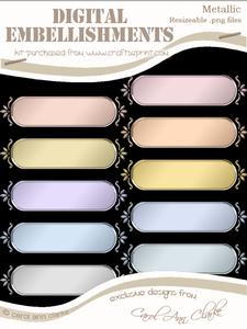 Fancy Metallic Text Plates Digital Embellishments