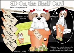 3D On the Shelf Card Kit - Flower Pot Friends Little Cavachon Dog Button