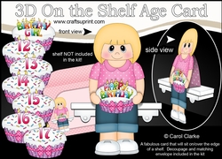3D On the Shelf Card Kit - Little Teen Kesha is the Birthday Girl with ages 12 - 17 age Birthday Cake Decoupage