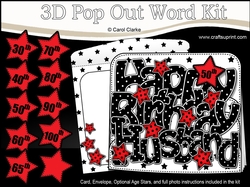 3D Happy Birthday HUSBAND Stars with Ages 30 to 100 Pop Out Word Card