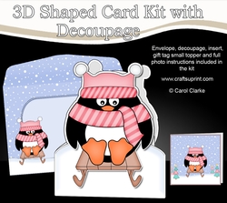 3D Shaped Christmas Card Kit  - Pip Penguin is going Sledging