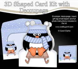 3D Shaped Christmas Card Kit  - Pip Penguin is going Sledging
