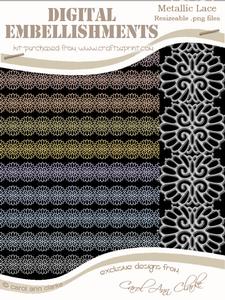 Pretty Metallic Lace Borders Digital Embellishments