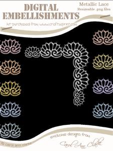 Pretty Metallic Lace Corners Digital Embellishments