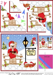 Christmas Livvy Bear is at the North Pole Scalloped Corner Stacker