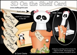 3D On the Shelf Card Kit - Flower Pot Friends Little Panda Bear Su Ling