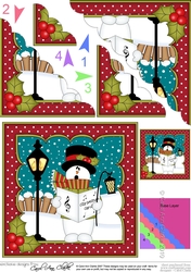 Christmas Snowman Rio is Carol Singing Scallop Corner side stacker Topper