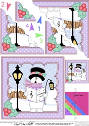 Christmas Snowman Rio is Carol Singing Scallop Corner side stacker Topper