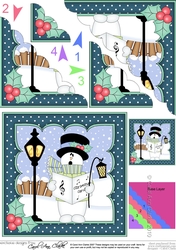 Christmas Snowman Rio is Carol Singing Scallop Corner side stacker Topper