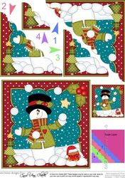 Christmas Snowman Rio is Carol Having a Snowball Fight Scallop Corner side stacker Topper