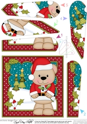 Christmas Livvy Bear has the Mistletoe Fan Pyramage Topper