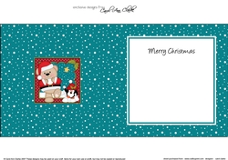 Christmas Livvy Bear is having  a Snowball Fight with Pip Penguin insert square landscape