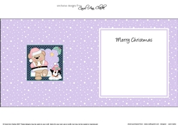 Christmas Livvy Bear is having a Snowball Fight with Pip Penguin insert square landscape