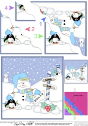 Christmas Snowman Oli & Pip Penguin are at the North Pole Wavy Corner side stacker Topper