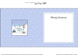 Christmas Snowman Oli & Pip Penguin are at the North Pole insert square landscape