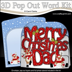 3D Pop Out Christmas Word Card Kit - Merry Christmas DAD with Rudolph