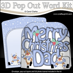 3D Pop Out Christmas Word Card Kit - Merry Christmas DAD with Rudolph