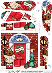 Rudolf at the Christmas Door Fan Pyramage Topper