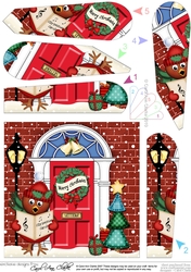 Robin at the Christmas Door Fan Pyramage Topper