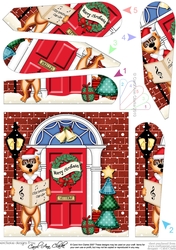 Meerkat at the Christmas Door Fan Pyramage Topper