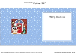 Little Hoot Owl at the Christmas Door matching insert square landscape