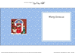 Robin at the Christmas Door matching insert square landscape