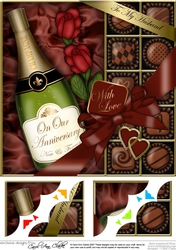 8x8 To My Husband On Our Anniversary Champers, Chocs & Roses