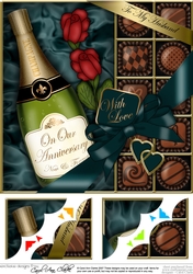 8x8 To My Husband On Our Anniversary Champers, Chocs & Roses