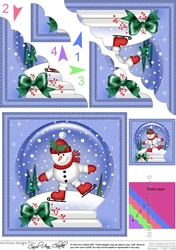 Christmas Snowglobe Snowman goes Skating Scallop Corner side stacker Topper