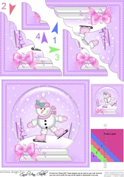 Christmas Snowglobe Snowman goes Skating Scallop Corner side stacker Topper