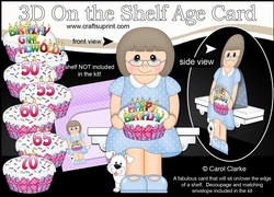 3D On the Shelf Card Kit - Older Lady Ericka is the Birthday Girl with ages 50 - 70 age Birthday Cake Decoupage