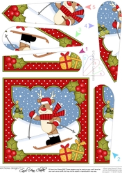 Christmas Rudolph goes Skiing Fan Pyramage Topper