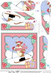 Christmas Rudolph goes Skiing Fan Pyramage Topper