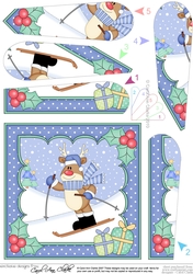 Christmas Rudolph goes Skiing Fan Pyramage Topper